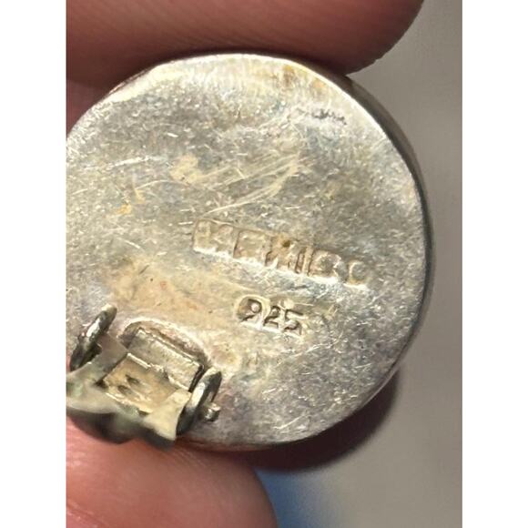 Vintage Mexico Sterling Silver Orange Resin Real Dried Flower Clip On Earrings - Picture 4 of 6